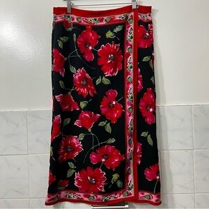 Vintage Notations MP Floral Boho Fairy Grunge Y2K Faux Wrap Resort Maxi Skirt